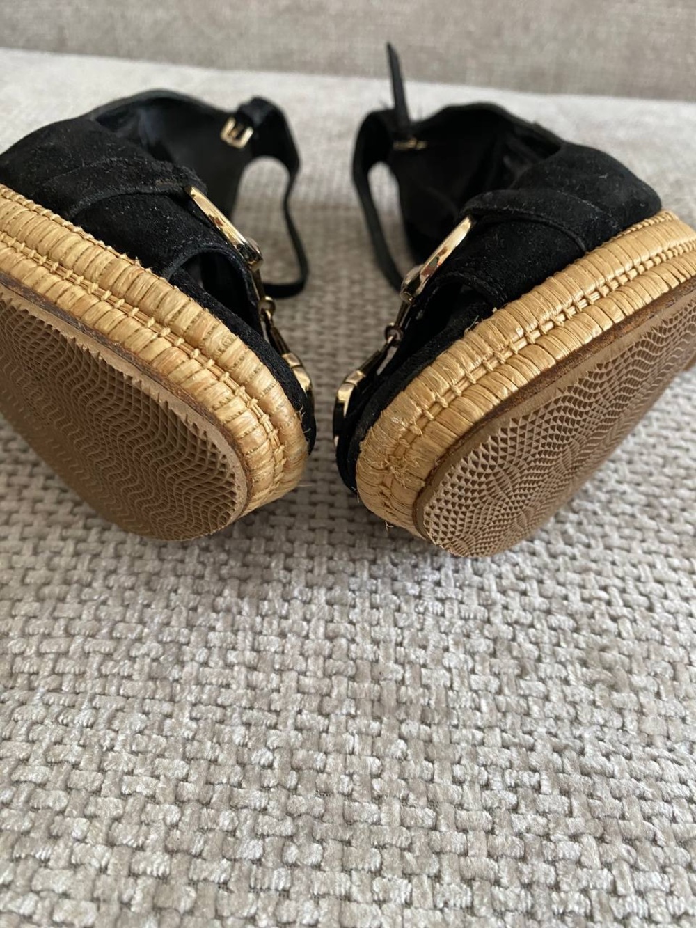 Gucci Black Suede Horsebit Wedge Espadrille Platform Sandals - Picture 8 of 16